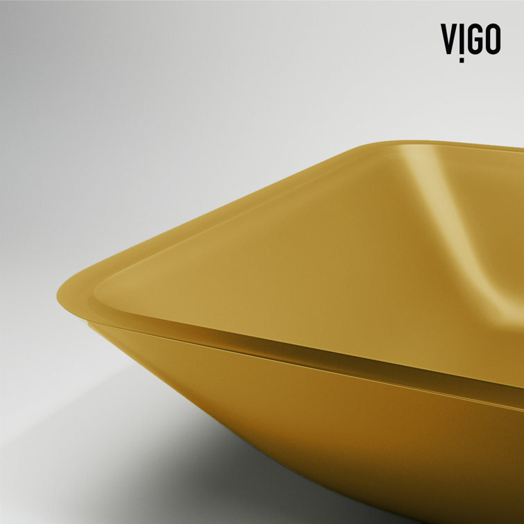 Citron Yellow Glass Rectangular Vessel Bathroom Sink