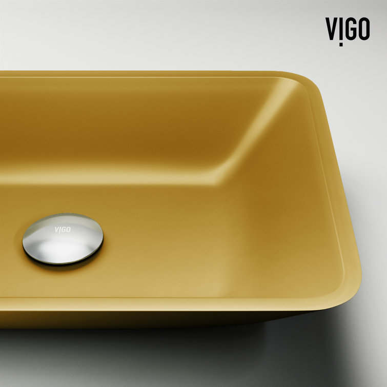 Citron Yellow Glass Rectangular Vessel Bathroom Sink