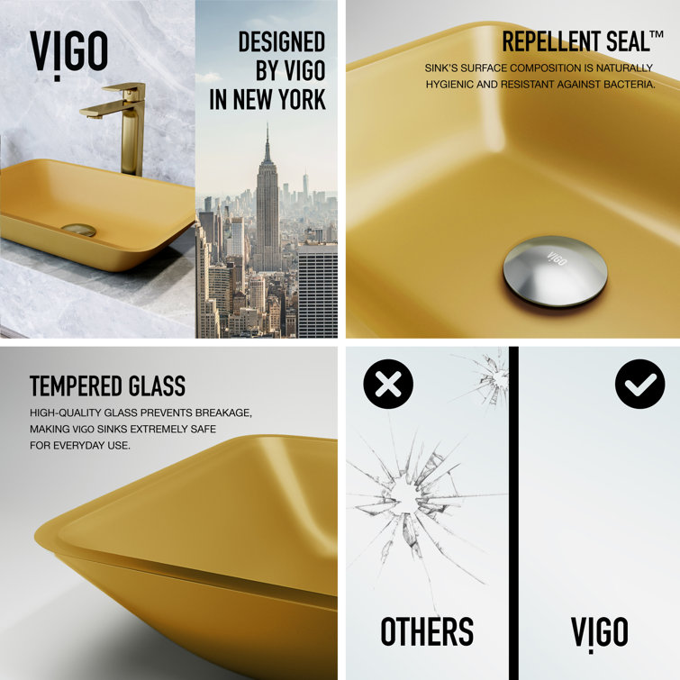 Citron Yellow Glass Rectangular Vessel Bathroom Sink