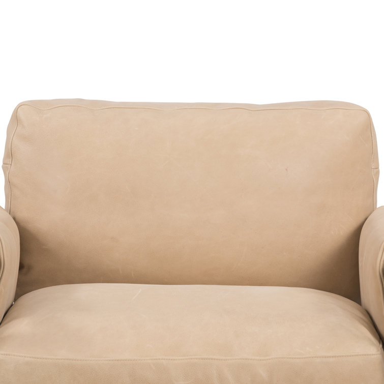 Palermo Nude Leather & Wood Contemporary Stationary Chair