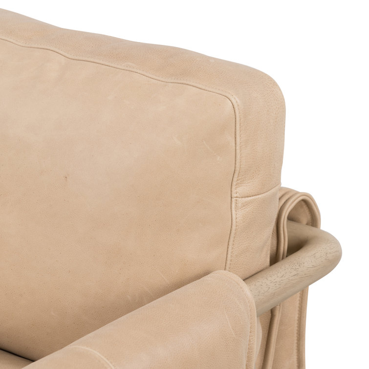 Palermo Nude Leather & Wood Contemporary Stationary Chair