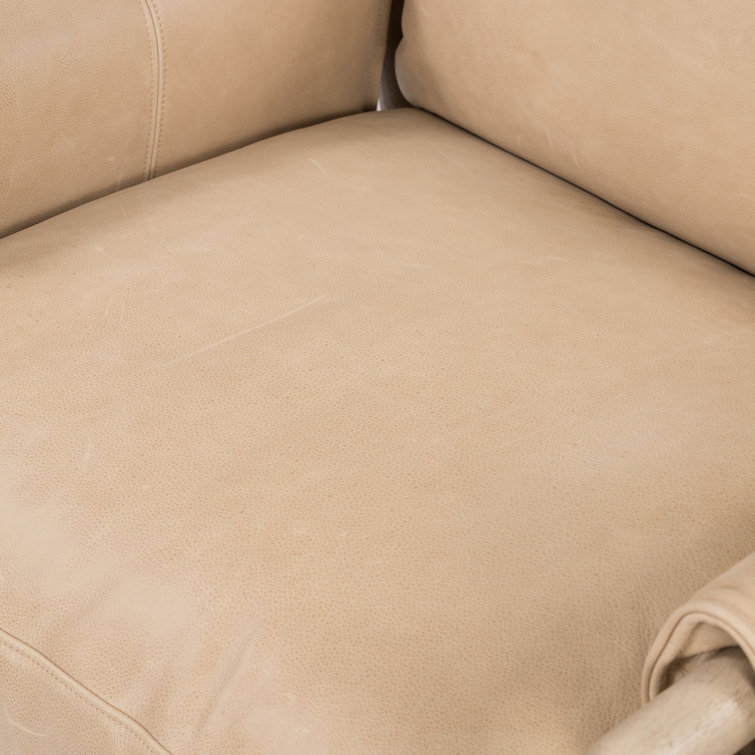 Palermo Nude Leather & Wood Contemporary Stationary Chair