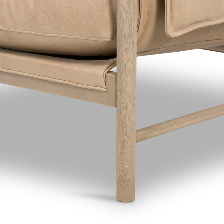 Palermo Nude Leather & Wood Contemporary Stationary Chair