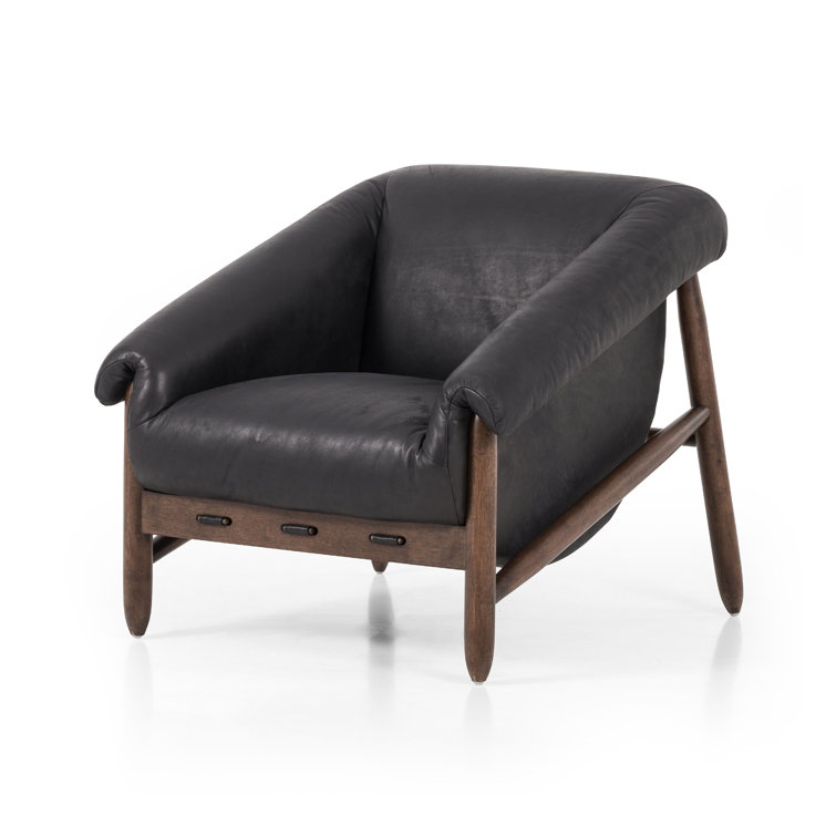 Heirloom Black Genuine Leather Handcrafted Armchair