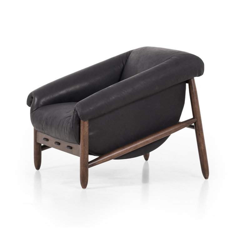 Heirloom Black Genuine Leather Handcrafted Armchair