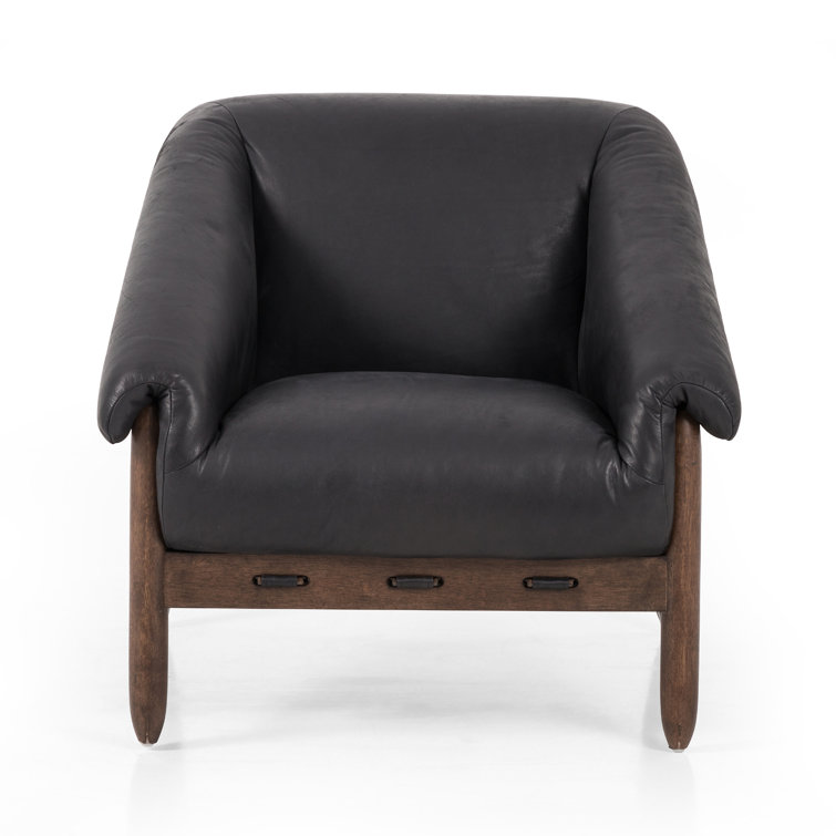 Heirloom Black Genuine Leather Handcrafted Armchair