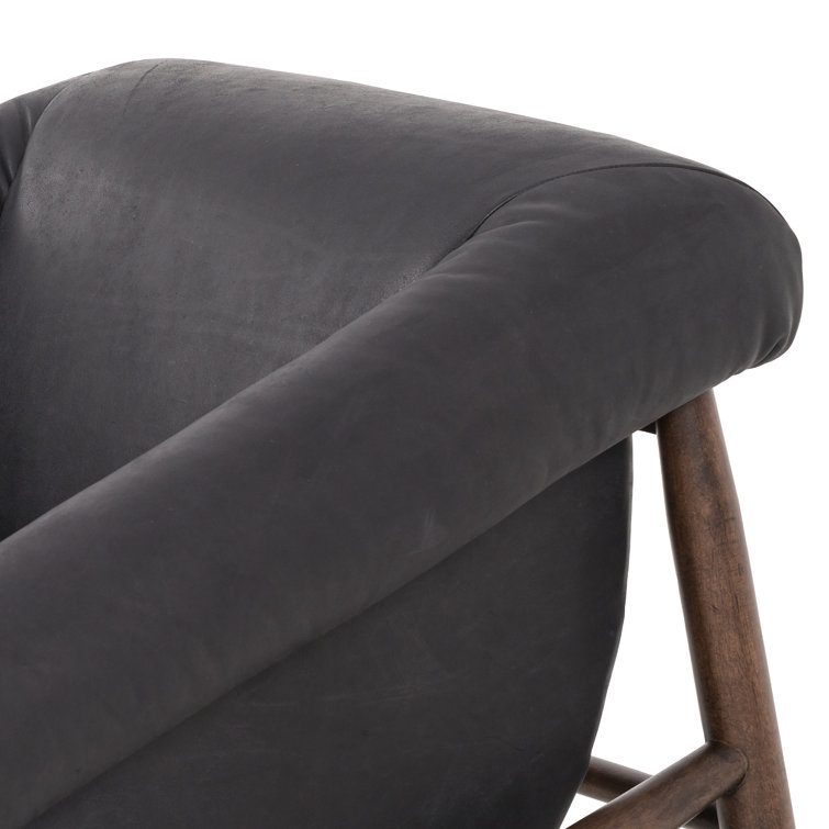Heirloom Black Genuine Leather Handcrafted Armchair