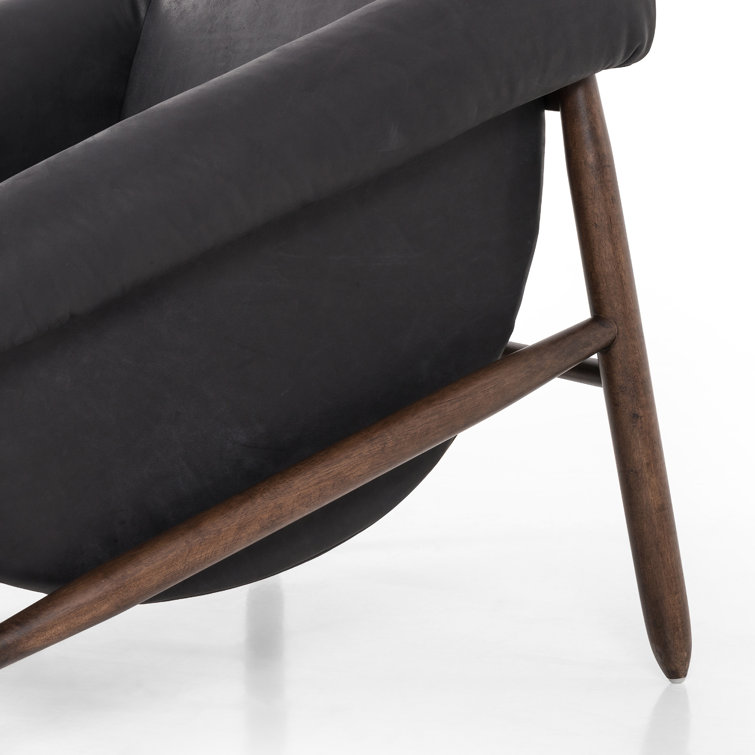 Heirloom Black Genuine Leather Handcrafted Armchair