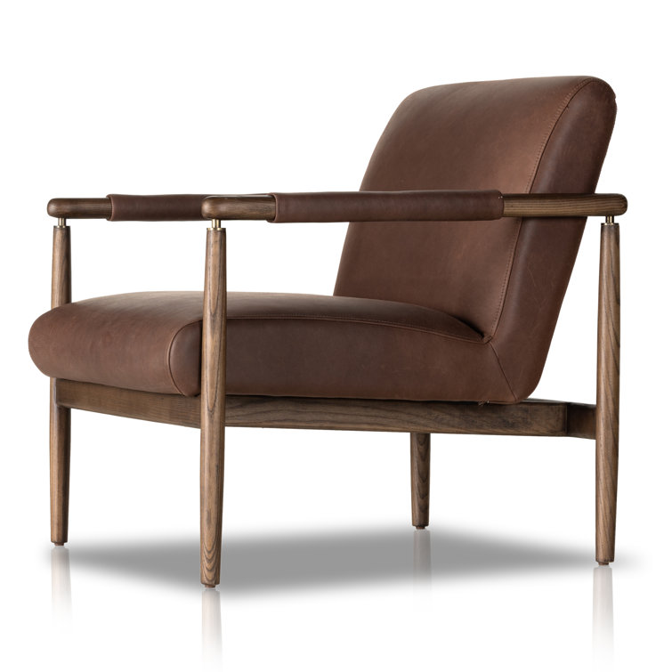 Brickhouse Dark Brown Genuine Leather Armchair with Solid Ash Frame