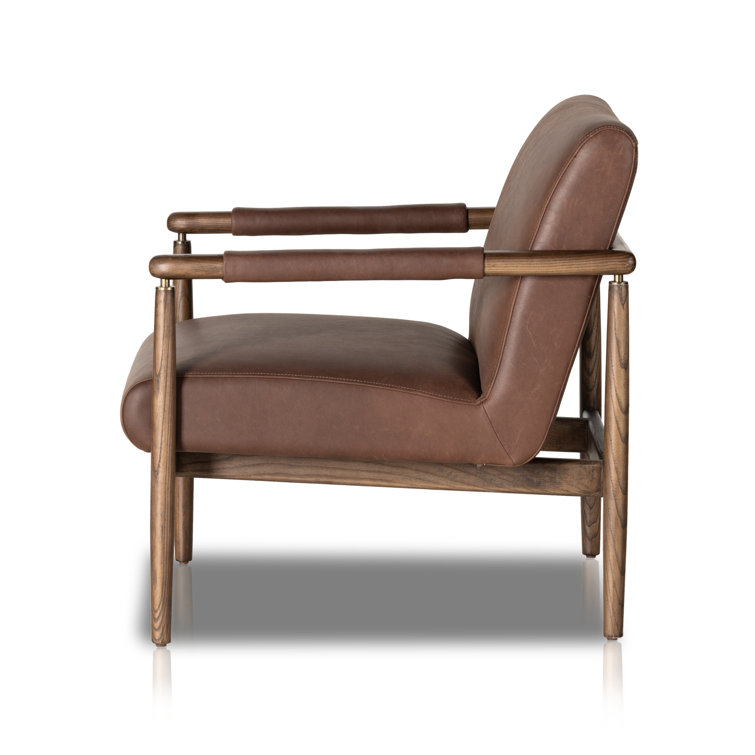 Brickhouse Dark Brown Genuine Leather Armchair with Solid Ash Frame