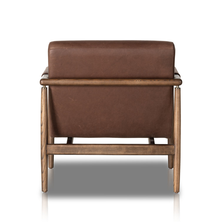 Brickhouse Dark Brown Genuine Leather Armchair with Solid Ash Frame