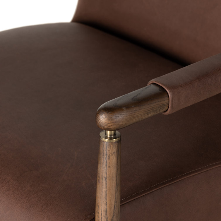Brickhouse Dark Brown Genuine Leather Armchair with Solid Ash Frame