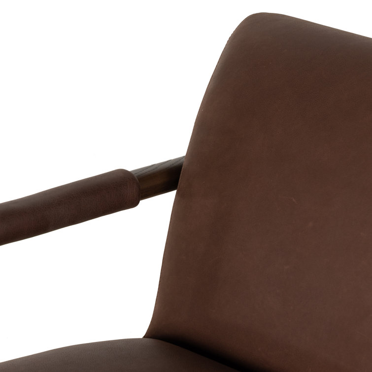 Brickhouse Dark Brown Genuine Leather Armchair with Solid Ash Frame
