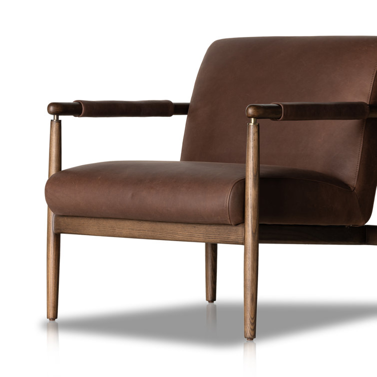 Brickhouse Dark Brown Genuine Leather Armchair with Solid Ash Frame