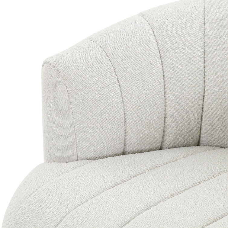 Elliana Cream Boucle Swivel Barrel Chair in Manufactured Wood