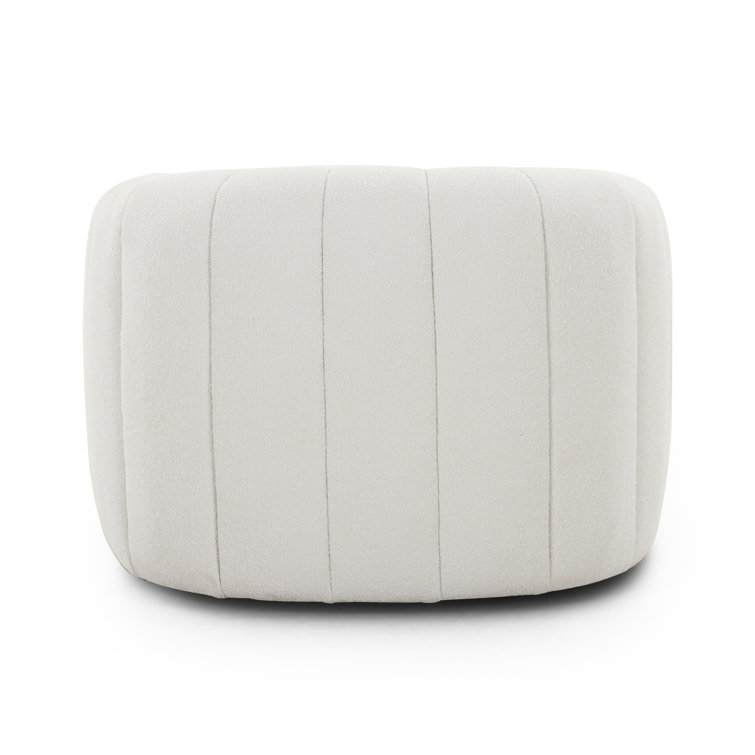 Elliana Cream Boucle Swivel Barrel Chair in Manufactured Wood
