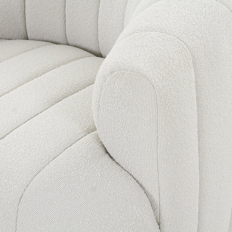 Elliana Cream Boucle Swivel Barrel Chair in Manufactured Wood