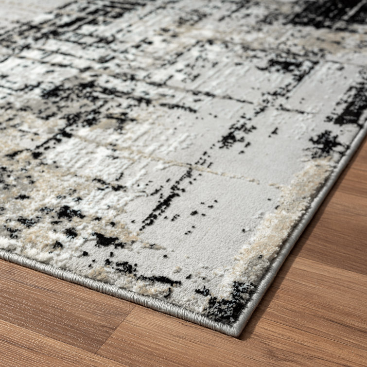 Luxe Weavers Gray Abstract 6' x 9' Synthetic Area Rug