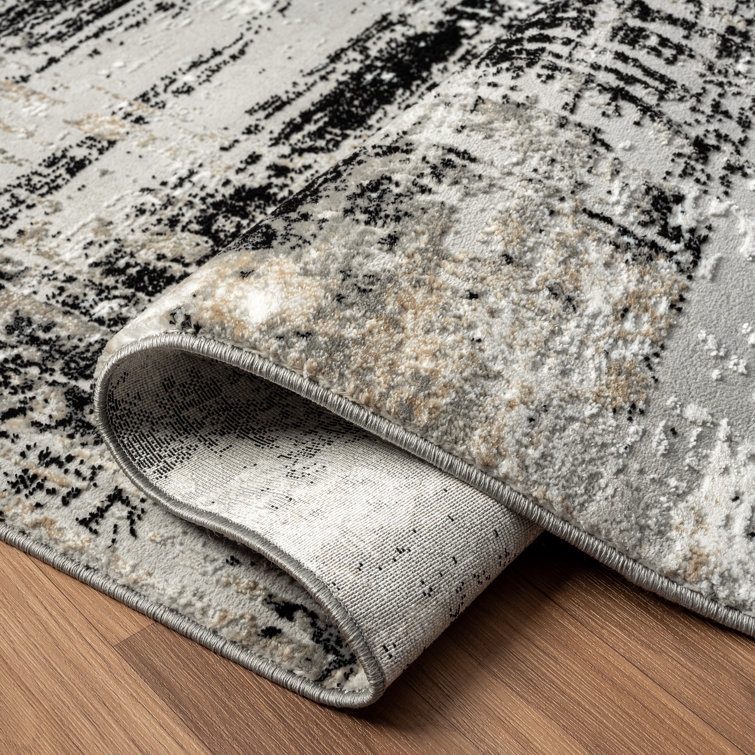 Luxe Weavers Gray Abstract 6' x 9' Synthetic Area Rug