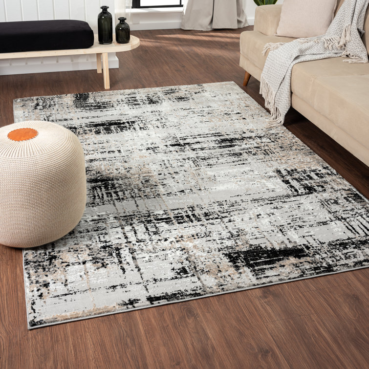 Luxe Weavers Gray Abstract 6' x 9' Synthetic Area Rug