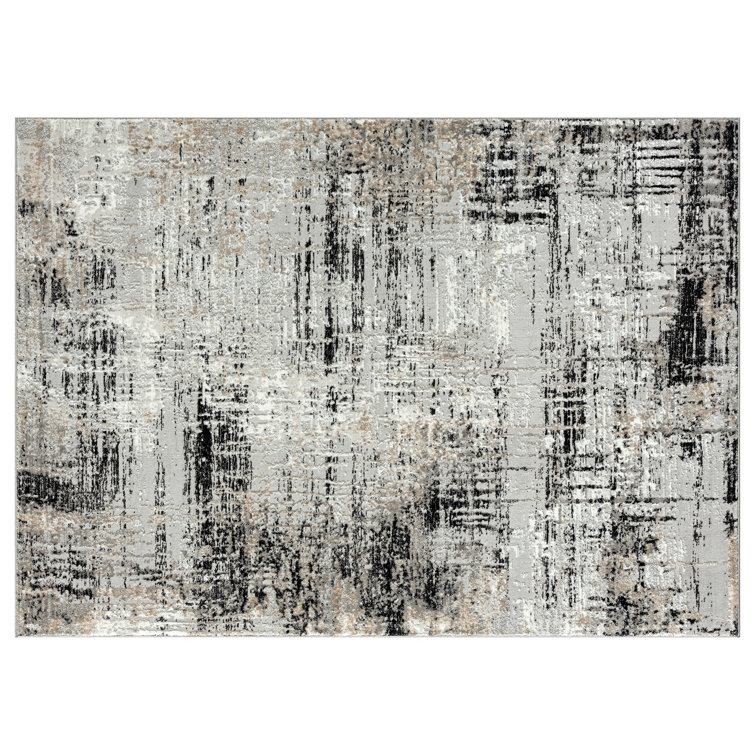 Luxe Weavers Gray Abstract 6' x 9' Synthetic Area Rug