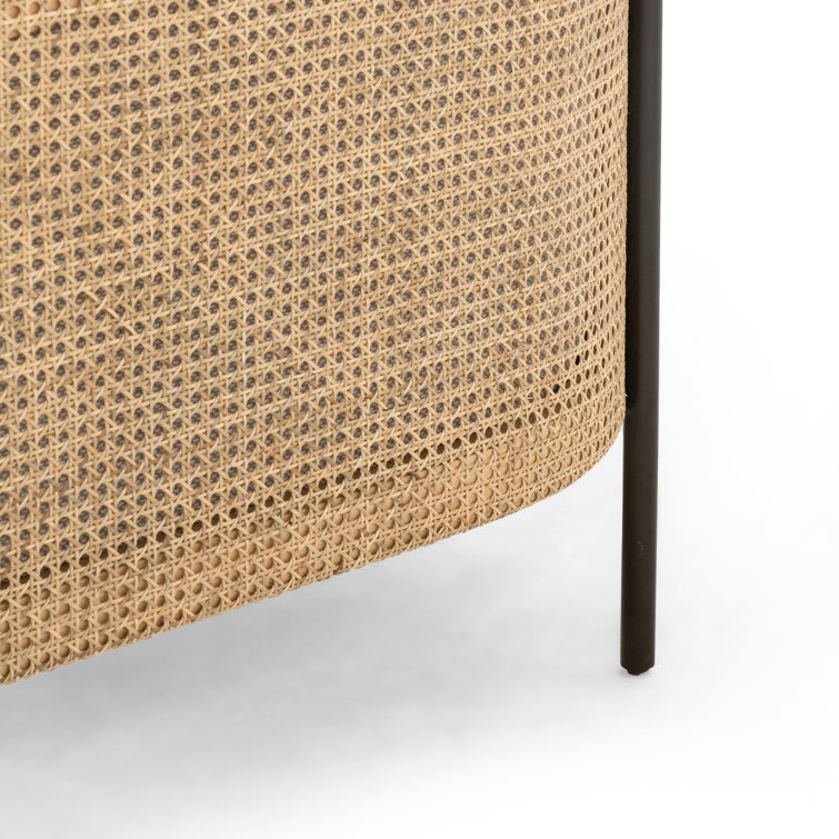 Gable Taupe Barrel Chair with Natural Cane and Gunmetal Finish