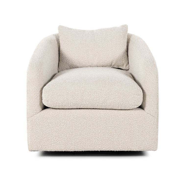 Knoll Natural Leather Swivel Accent Chair with Plush Seating