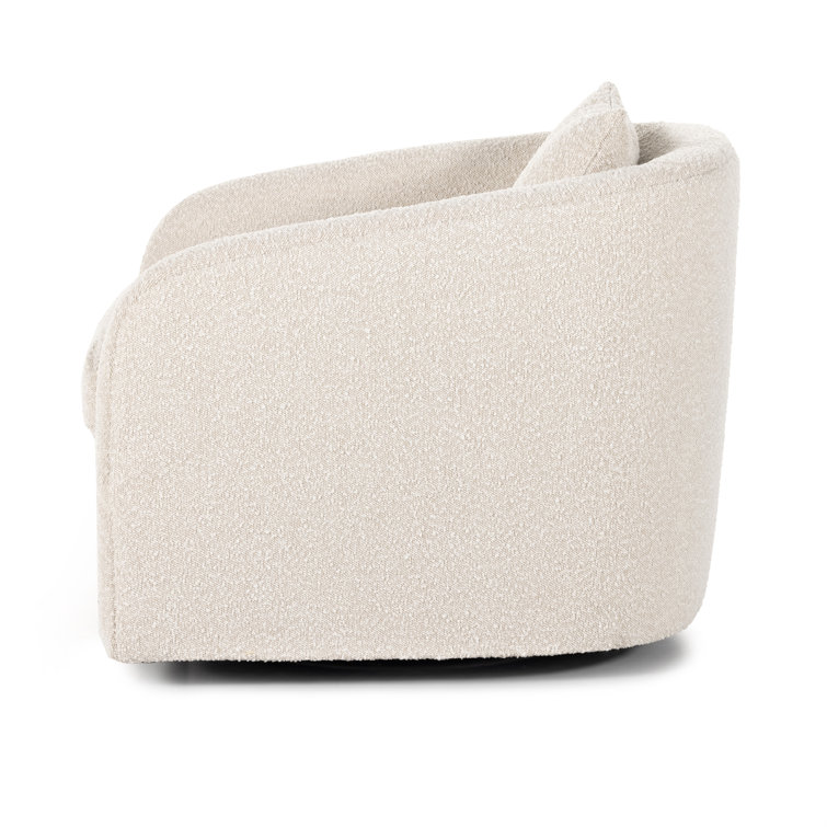 Knoll Natural Leather Swivel Accent Chair with Plush Seating