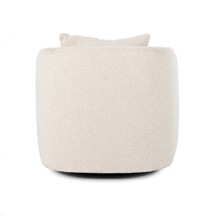 Knoll Natural Leather Swivel Accent Chair with Plush Seating