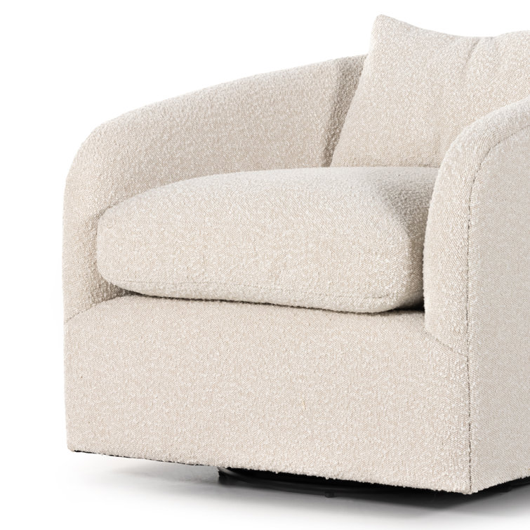 Knoll Natural Leather Swivel Accent Chair with Plush Seating