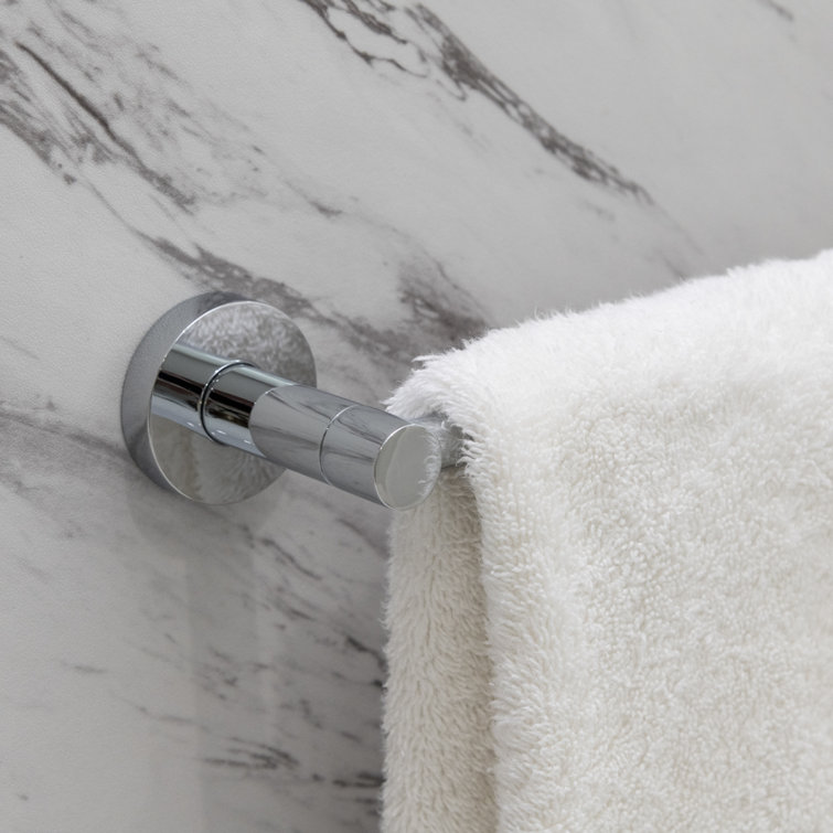 Polished Chrome Bathroom Towel Bar and Toilet Paper Holder Set