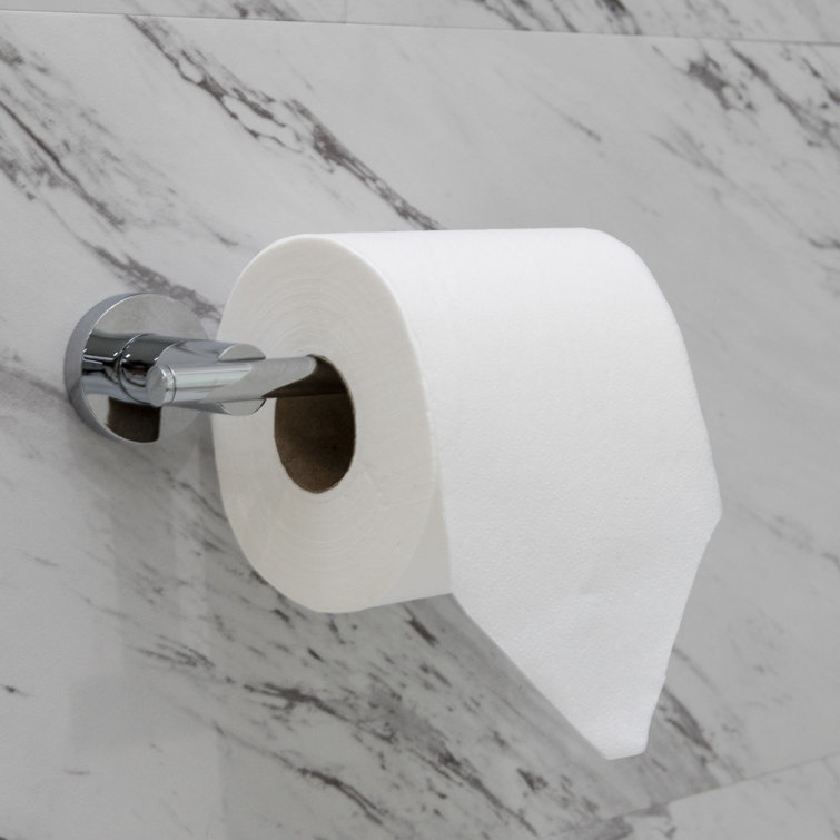 Polished Chrome Bathroom Towel Bar and Toilet Paper Holder Set