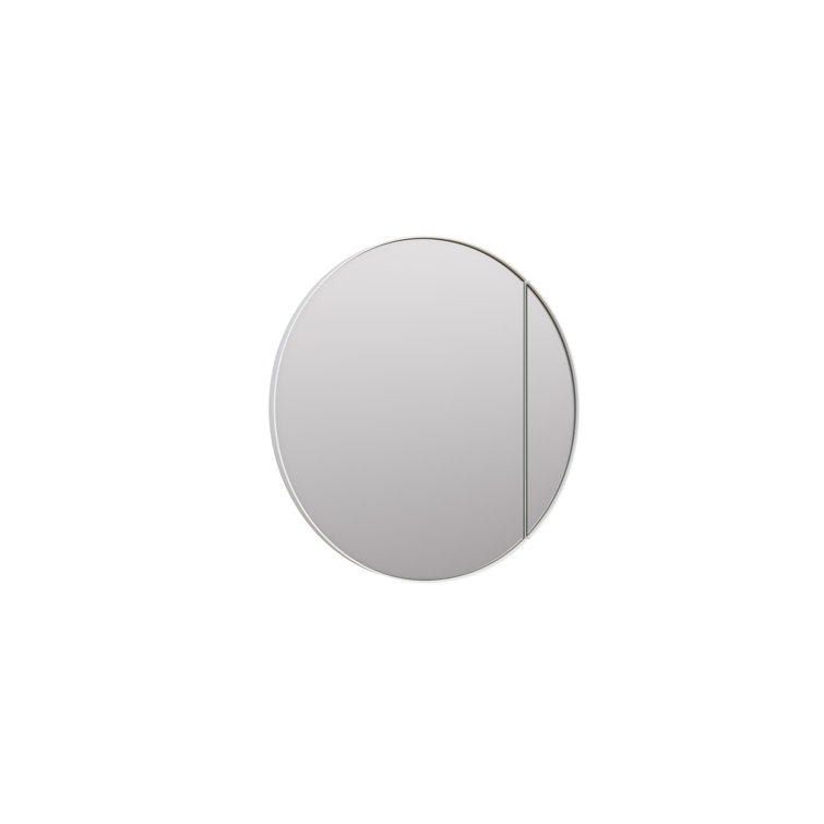 White Round Steel Framed Medicine Cabinet with Mirror