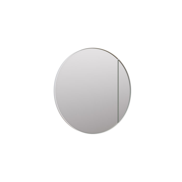 White Round Steel Framed Medicine Cabinet with Mirror