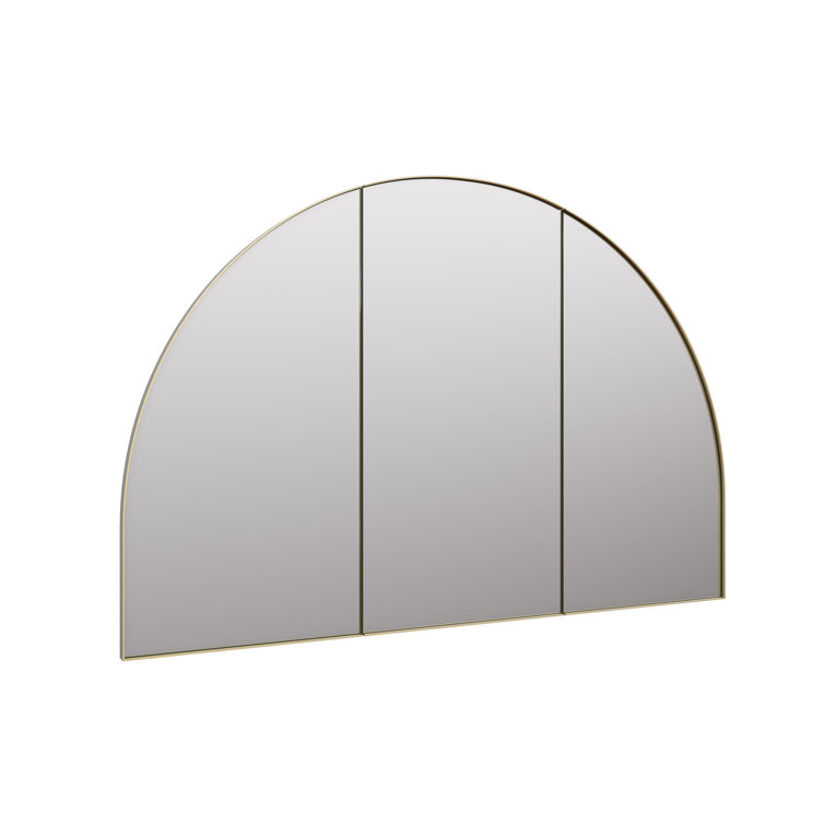 Large Gold Steel Arched Triple Door Medicine Cabinet with Mirror