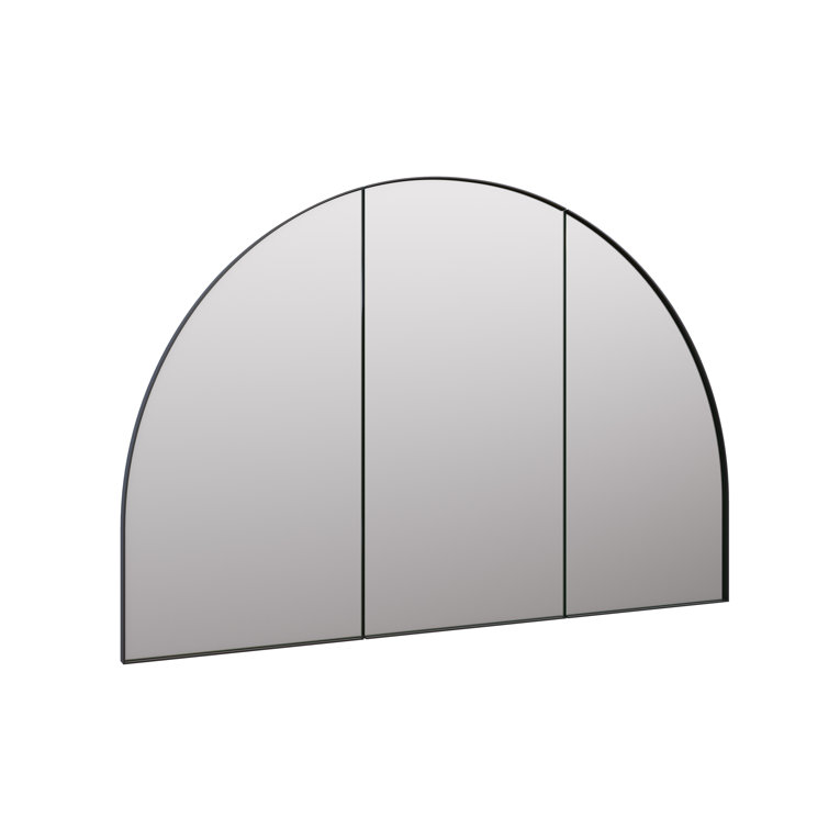 Arched Black Steel 3-Door Medicine Cabinet with Glass Shelves