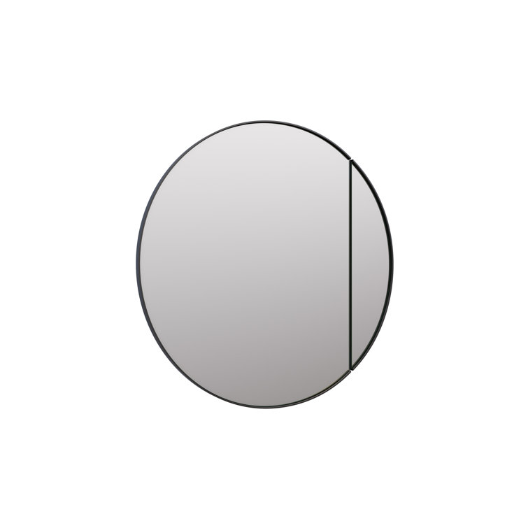 Black Round Steel Recessed Medicine Cabinet with Mirror