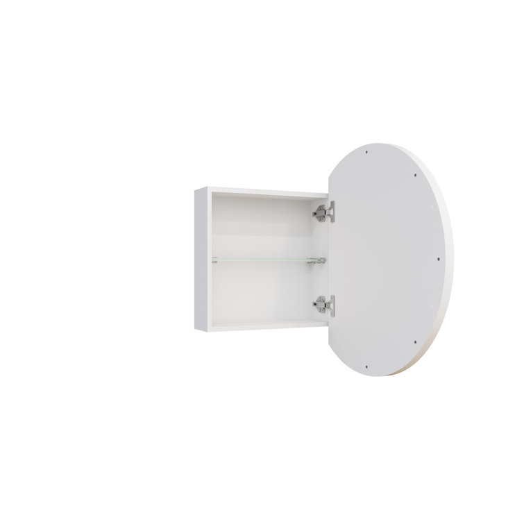 White Round Steel Framed Medicine Cabinet with Mirror