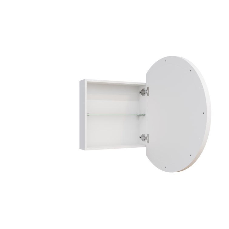 White Round Steel Framed Medicine Cabinet with Mirror