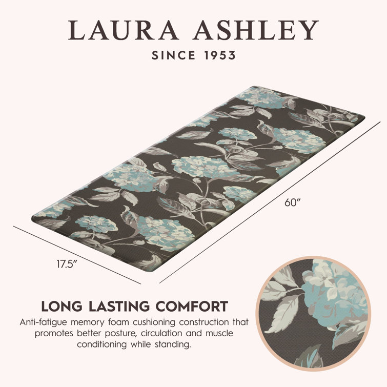 Gray Floral Anti-Fatigue Kitchen Mat, 17.5" x 60"