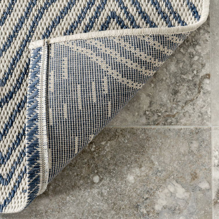 nuLOOM 62''x24'' Reversible Wavy Chevron Blue Square Rug