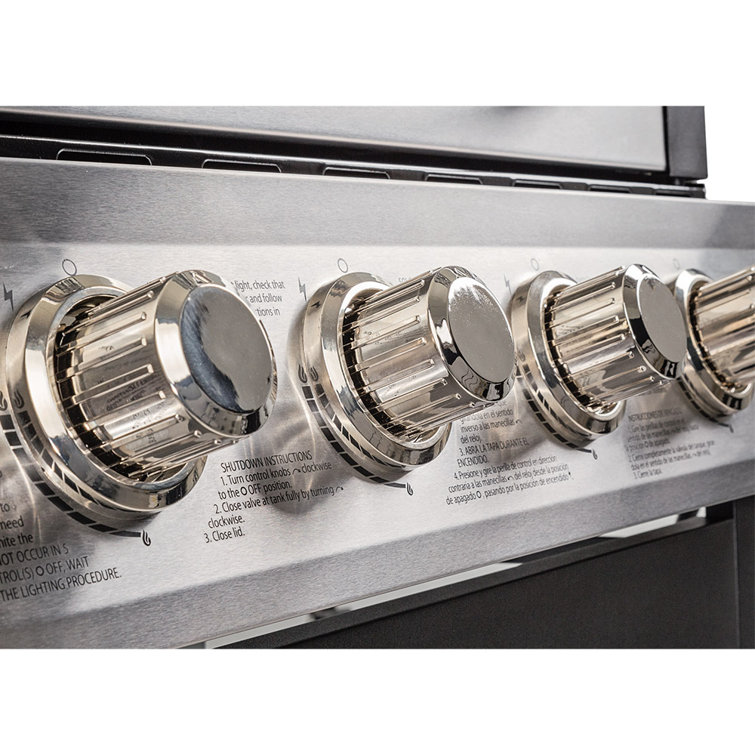 Stainless Steel Black 4-Burner Propane Gas Grill with Side Burner
