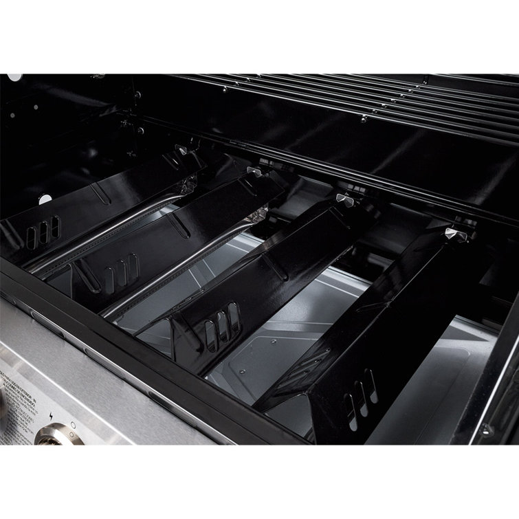 Stainless Steel Black 4-Burner Propane Gas Grill with Side Burner