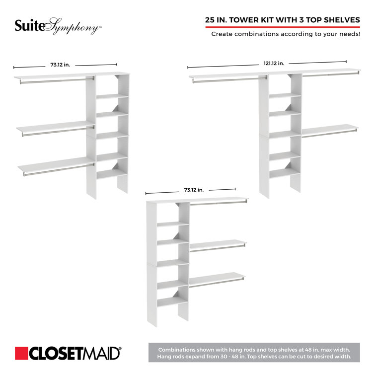 Graphite Gray Wood Closet System with Drawers and Shelves