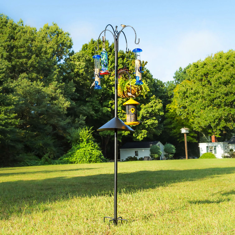 Tall Black Metal Squirrel Resistant Bird Feeding Station