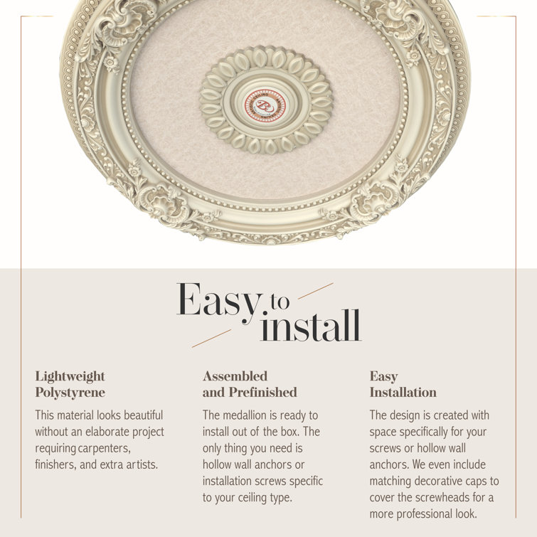 Cream Antique Polystyrene Round Ceiling Medallion, 24 Inches