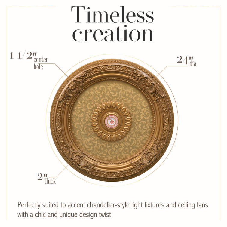 Golden Floral Polystyrene Ceiling Medallion, 24 Inches