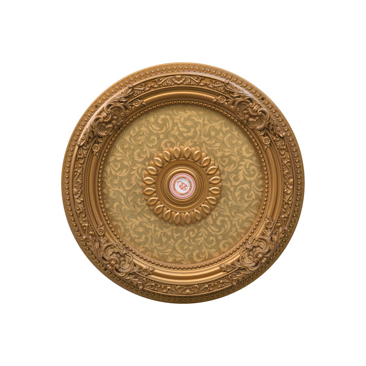 Golden Floral Polystyrene Ceiling Medallion, 24 Inches