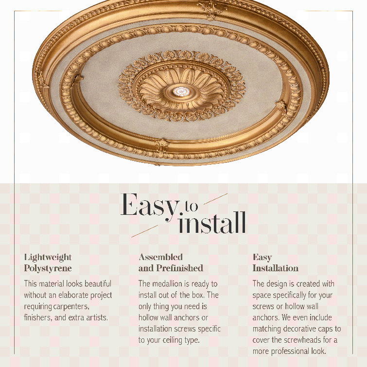 Gold Beige 47'' Round Polystyrene Ceiling Medallion