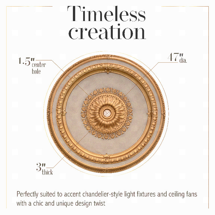 Gold Beige 47'' Round Polystyrene Ceiling Medallion
